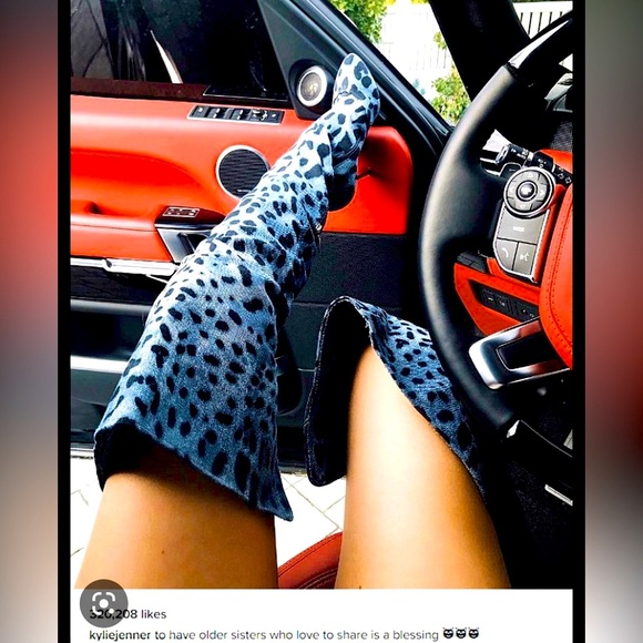 ❌❌SOLD‼️❌❌Brand New* Dolce & Gabbana famous leopard denim thigh high boots - Picture 3 of 8